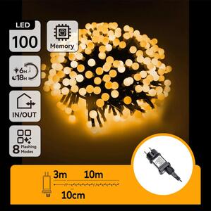 Aigostar - LED външна декоративна гирлянда 100xLED/3,6W/230V/8 режима 10m IP44 топла бяла