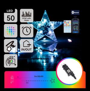 Aigostar - LED RGBICW Външна гирлянда 50xLED/10W/230V 5m IP44 + дистанционно управление
