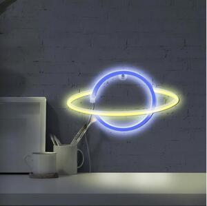 LED Неонова декорация за стена PLANET LED/3W/3xAA USB син/жълти
