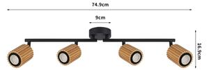 Brilagi - Точково осветително тяло MODERN WOOD 4xGU10/8W/230V дърво/черно