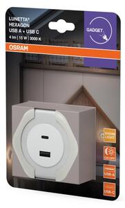Osram - LED нощна лампа за контакт с USB LUNETTA LED/15W/230V