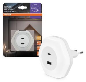 Osram - LED нощна лампа за контакт с USB LUNETTA LED/15W/230V