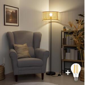 Brilagi - LED подова лампа CERIA 1xE27/40W/230V Ø 25 см бамбук/черен