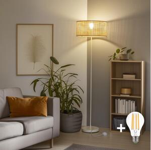 Brilagi - LED подова лампа CERIA 1xE27/40W/230V, диаметър 25 см, бамбук/бял