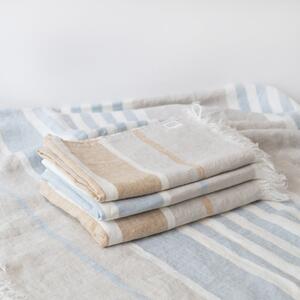 Синьо ленено одеяло за плаж 140x170 cm Allure Stripe – Linen Tales