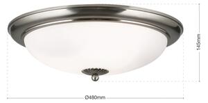 Orion - Плафон EMPIRA 3xE27/40W/230V, диаметър 48 см, матов хром