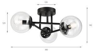 Brilagi - Полилей MALIVA за повърхностен монтаж, 3xE14/15W/230V, черен/прозрачен