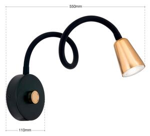 Orion - димируема гъвкава стенна лампа DOTTY 1xGU10/10W/230V черна/месинг