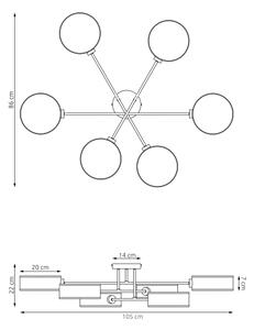 Плафонен полилей MAGA 6xE14/10W/230V кафяв