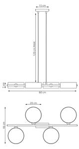 Полилей на кабел DRUMZ 4xE14/10W/230V бежов