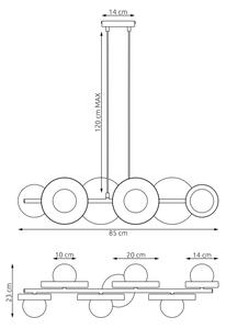 Полилей на кабел МОДЕЛ 6xG9/8W/230V бял