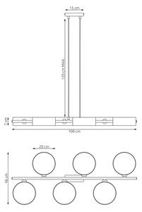 Полилей на кабел DRUMZ 6xE14/10W/230V черен
