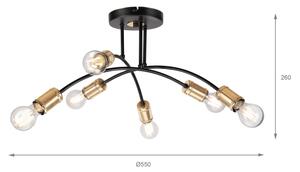 Повърхностно монтиран полилей ANYA 6xE27/15W/230V черно/златно