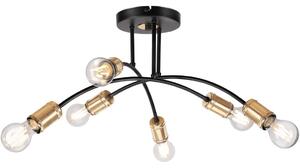 Повърхностно монтиран полилей ANYA 6xE27/15W/230V черно/златно