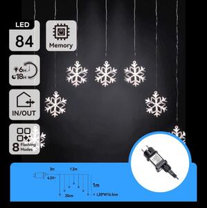 Aigostar - LED външен гирлянд 84xLED/8 режима 1,2x1m IP44 студено бяло снежинки
