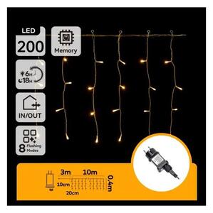 Aigostar - LED външна коледна гирлянда 200xLED/3,6W/230V/8 режима 10x0,4m IP44 топла бяла светлина
