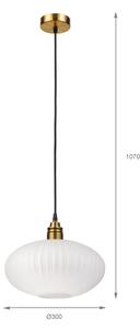 Полилей на кабел HECTOR 1xE27/15W/230V, бял/месингов, диаметър 30 см