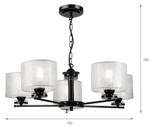 Полилей на верига ROSA 5xE27/60W/230V черен/сив