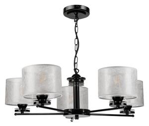 Полилей на верига ROSA 5xE27/60W/230V черен/сив