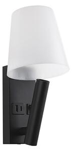 LED стенна лампа с USB порт LED/2W/230V 3000K черна/бяла