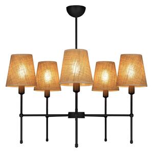 Полилей на прът MADELA 5xE14/40W/230V джут/черен