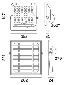 LED соларен прожектор със сензор LED/10W/3,7V 4000K IP65 3600 mAh + ДУ