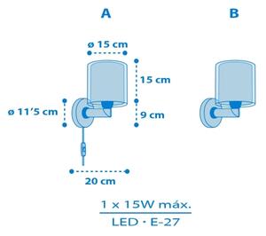 Dalber 40679 - Детска стенна лампа WORLD 1xE27/15W/230V синя