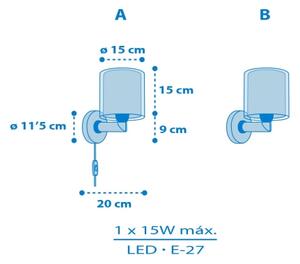 Dalber 41579T - Детска стенна лампа BABY TEDDY 1xE27/15W/230V синя