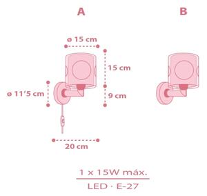 Dalber 60919 - Детска стенна лампа PRINCESS DANCE 1xE27/15W/230V розова