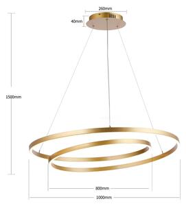 Brilagi-LED Полилей с димер на кабел TWISTER LED/105W/230V диам. 100 cm златист + дистанционно управление