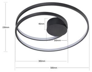 Brilagi- димируемо LED таванно осветително тяло TWISTER LED/48W/230V диам. 50 см, черно + с дистанционно управление