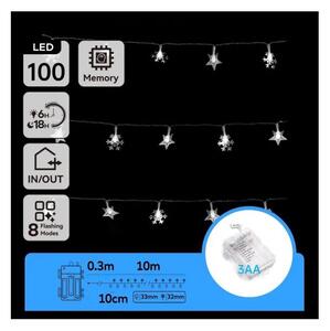 Aigostar - LED външна коледна гирлянда 100xLED/8 режима 3xAA 10 m IP44 студено бяла