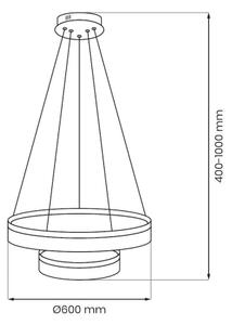 LED полилей на кабел GALA LED/54W/230V Ø 60 см, сребрист