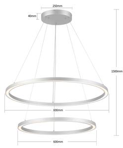 Brilagi-LED Димируема висяща лампа на кабел PORTOFINO LED/98W/230V Ø 80 cm, сребриста + дистанционно управление