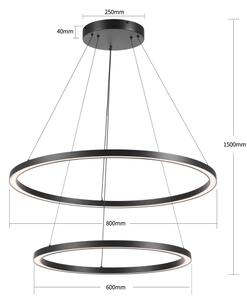 Brilagi - LED полилей с възможност за димиране на кабел PORTOFINO LED/98W/230V Ø 80 см черен + с дистанционно управление