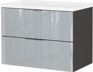 Сив гланцов стенен шкаф за мивка 81x61 cm Celano – Germania