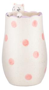Бяла ваза от доломит (височина 18 cm) Peeking Cat – Sass & Belle