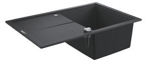 Grohe K400 Композитна кухненска мивка с отцедник, 780 x 500 mm, черен гранит