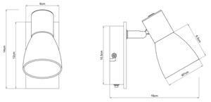 Globo 54307-1 - Стенен спот CLAUDE 1xE14/40W/230V черен