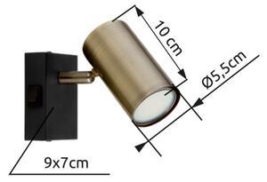 Globo 57911-1M - Стенен спот ROBBY 1xGU10/25W/230V черен/месинг