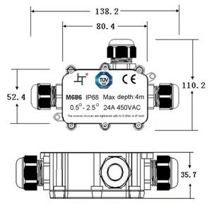 Solight WW004 Водоустойчива кутия 24A/450V AC IP68