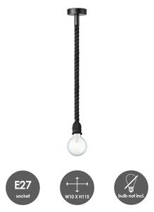 Пендел LEONARDO ROPE 1xE27/10W/230V черен