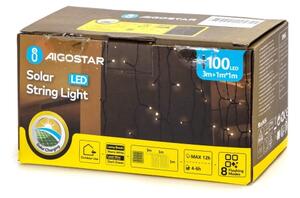 Aigostar - Соларен LED низ 100 светодиода/8 режима 4x1m IP65 топло бяло