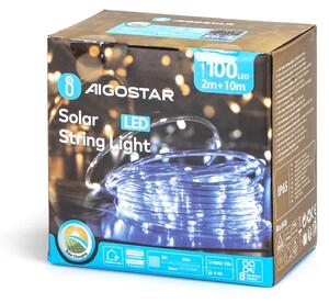 Aigostar - Соларна LED гирлянда 100xLED/8 режима 12m IP65 студено бяла