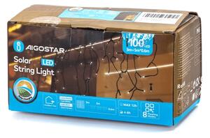 Aigostar - Соларна LED гирлянда 100xLED/8 режима 8x0,6m IP65 студено бяла