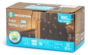Aigostar - LED соларен гирлянд 100xLED/8 функции 4x1m IP65 студено бяло