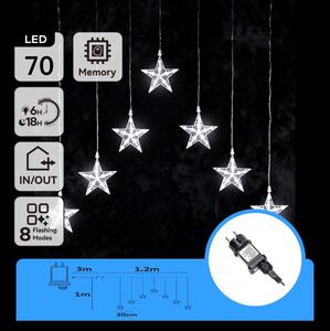 Aigostar - LED външна гирлянда 70xLED/230V 1,2x1m IP44 студено бяла звезди