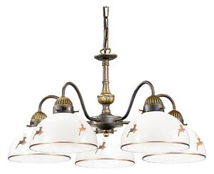 Kolarz 731.85.150 - Полилей на верига NONNA 5xE27/75W/230V с еленски мотив, в розово злато
