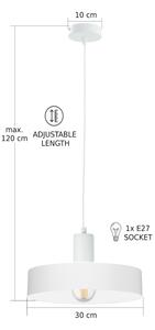 Висяща лампа на кабел ARCANE 1xE27/60W/230V бяла