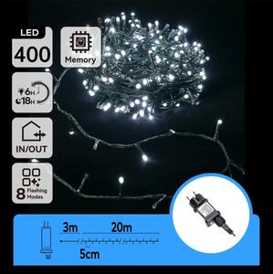 Aigostar - LED външна гирлянда 400 LED / 8 режима 23 m IP44 студено бяло